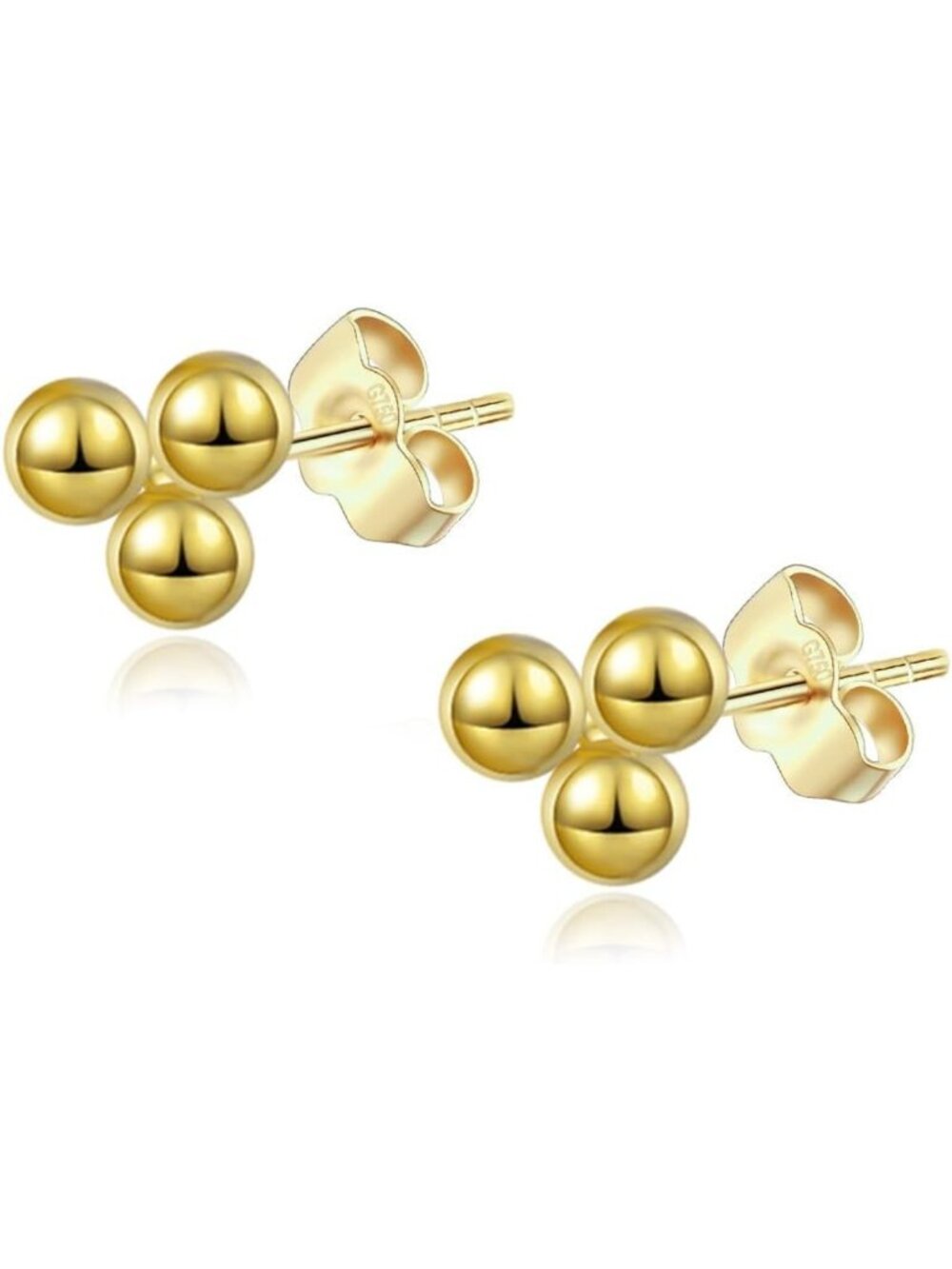 Dainty 14K Gold Plated Stud Earrings Set - Tiny Bar, Ball, Circle, Heart & Delta